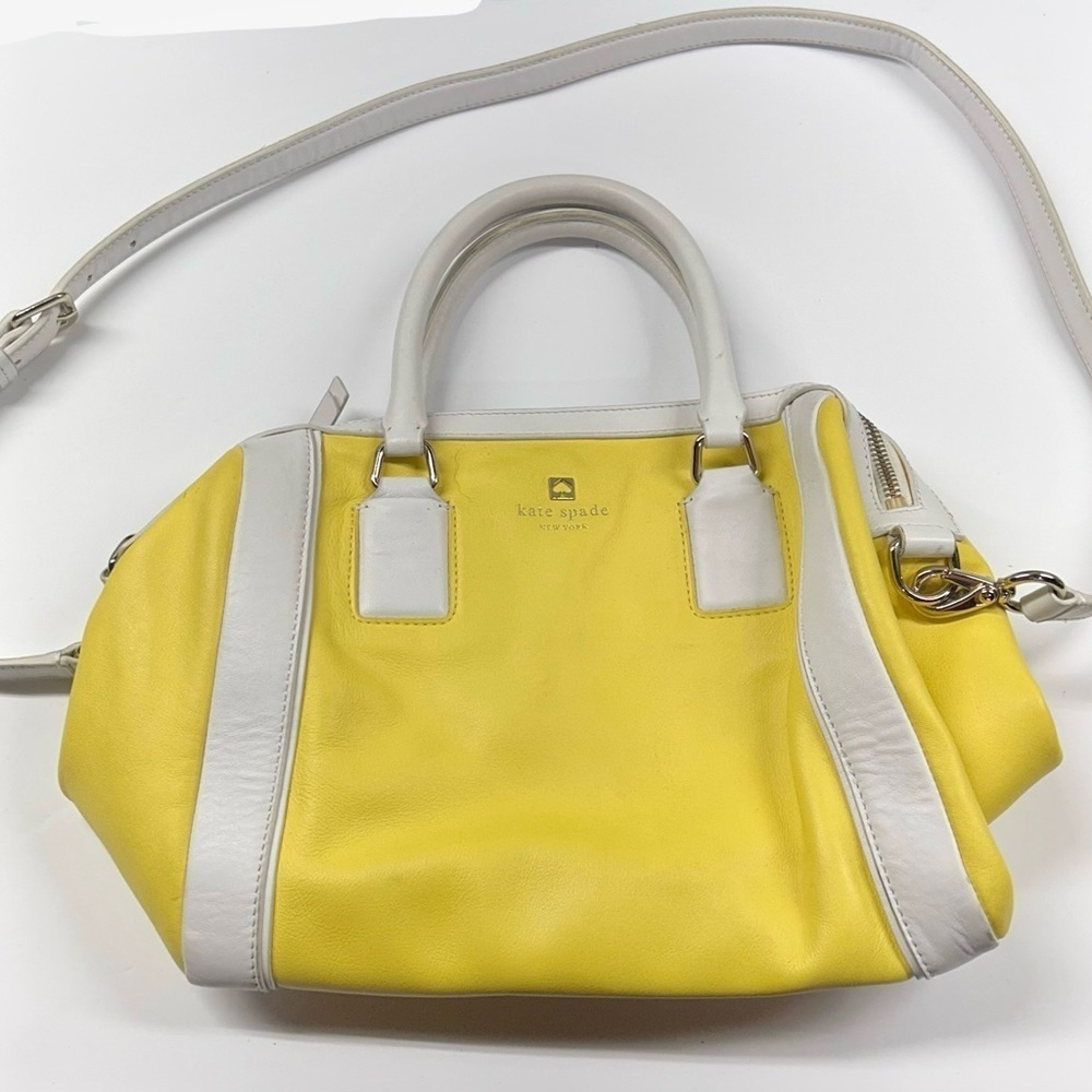 Kate Spade Blake Hudson Street Leather Satchel Crossbody Bag Limonium Yellow - Picture 2 of 12